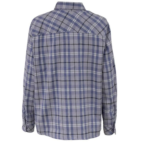 Woodland Creek Women's Long Sleeve Button-Up Pleated Shirt in Blue Plaid, XXL - Picture 3 of 7